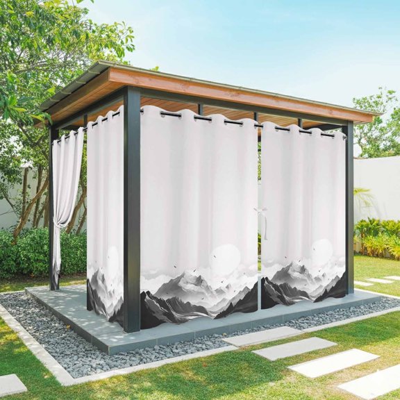 Mountain Outdoor Curtains for Patio Waterproof,Windproof Privacy Curtains with Weighted Bottom,Eagle Sky Cloud Black and White Landscape Outside Drapes for Picnic Garage Yard Cabana 54"x84" 1 Panel