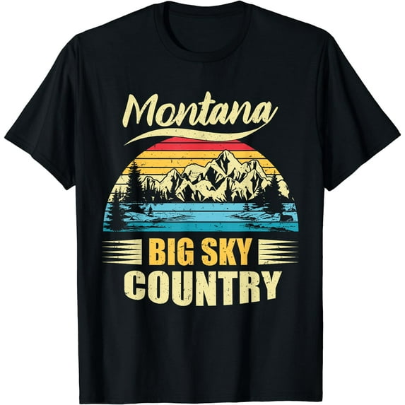 Mountain Outdoor Lover Montana Big Sky Country T-Shirt Black 2X-Large