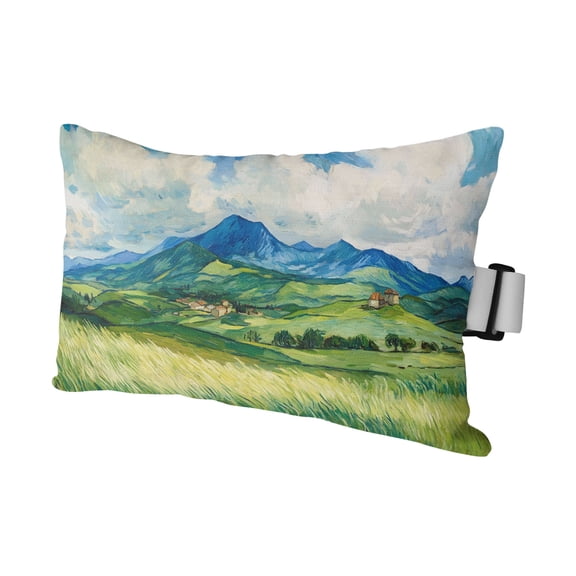 Mountain Outdoor Pillows for Chaise Lounge Chair Waterproof Lumbar Pillows with Insert&Adjustable Elastic Strap Beach Headrest Pillow Farmhouse Grassland Blue Sky Nature Scenery Pool Pillow 12"x20"