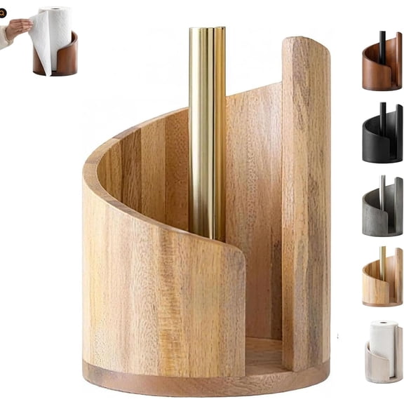 Mountain Paper Towel Holder, 2026 New Paper Towel Holder, Natural Mango Wood Base & Iron Holder for Stable Use, One-Hand Tear, Fits Jumbo Mega Rolls, for Kitchen Countertop