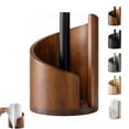 thumbnail image 1 of Mountain Paper Towel Holder Countertop with Wood Round Base and Iron Holder, Wood Paper Towel Holders Countertop, Easy One-Handed Operation for Kitchen Bathroom, Brown, 1 of 6