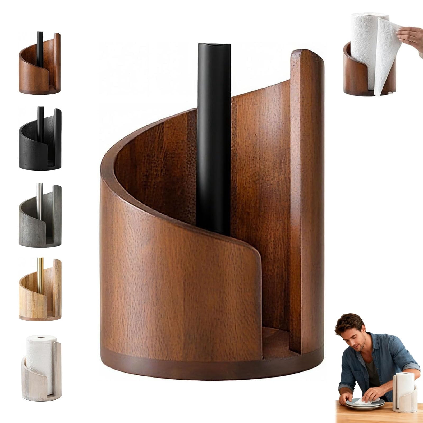 Mountain Paper Towel Holder,Wood Paper Towel Holders Countertop  Wood Holder, Holds Jumbo and Mega Rolls,Durable Countertop Kitchen Organizer for Roll Storage