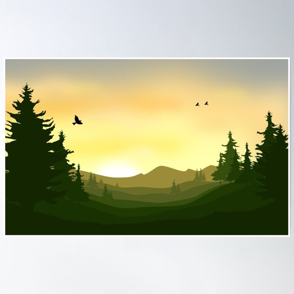 Mountain Park View Poster Wall Art, Modern Wall Decor, 8x12 UNFRAMED