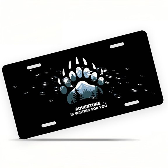 Mountain Paw Adventure Logo Front License Plate, Metal License Plate, Funny Standard Plates Personalized Novelty Decorative For Men/Women/Boys/Girls Car 6×12 Inch