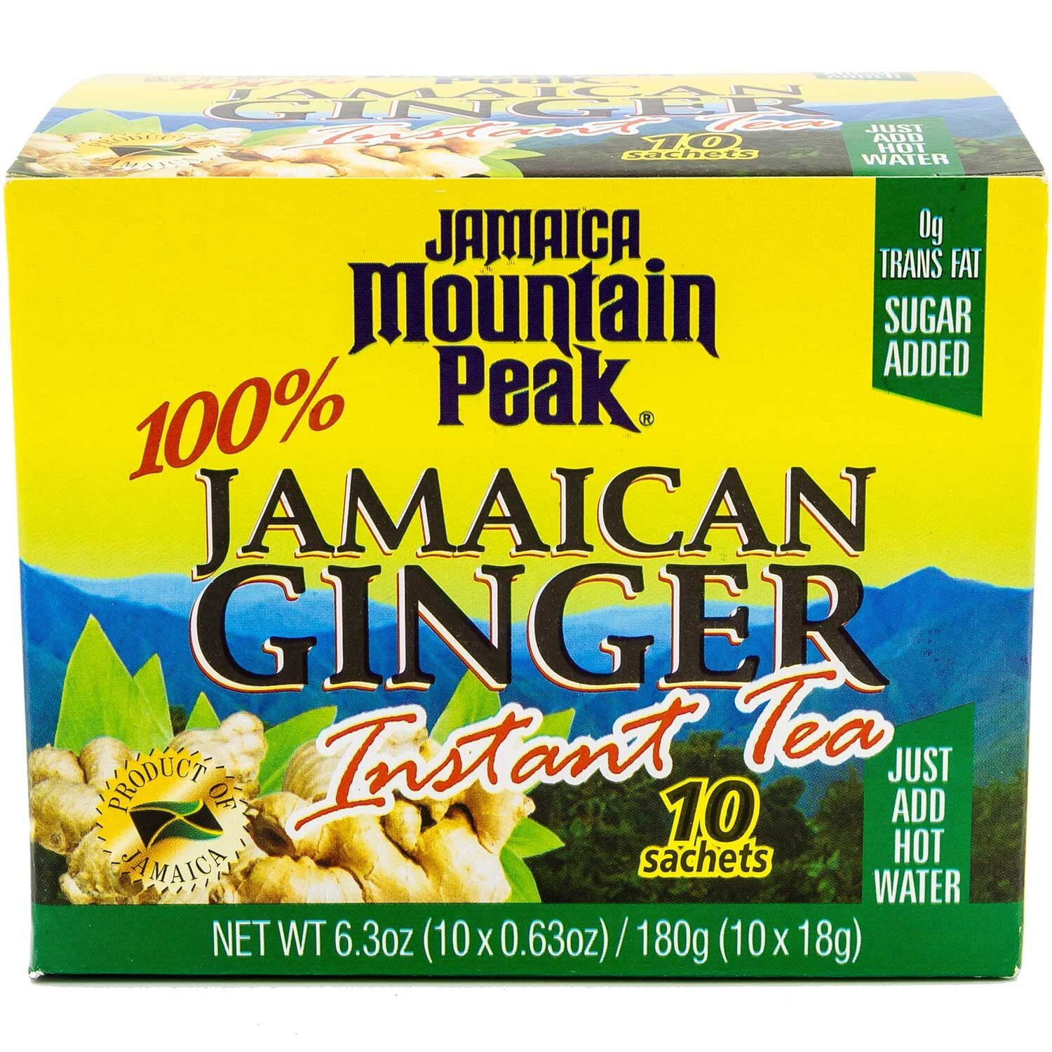 Mountain Peak 100% Jamaican Ginger Instant Tea, 0.63 oz, 10 Ct