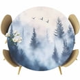 thumbnail image 1 of Mountain Peak Forest Round Fitted Table Cover Silhouette Tree Bird Waterproof Table Cloth with Elastic Edge Wipeable Tablecloth for Picnic Camping Party Fits 45"-54" Diameter, 1 of 8