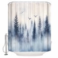 thumbnail image 1 of Mountain Peak Forest Shower Curtain, 36" x 72", Silhouette Tree Birds Waterproof Bathroom Curtain Washable Shower Curtain Set with 12 Hooks, 1 of 6