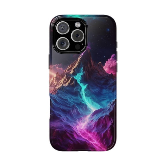 Mountain Peak Nebula Aurora Lights Scenic Phone Case with iPhone 11 to 17 Pro Max