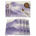 thumbnail image 1 of Mountain Peak Placemats Set of 6 Purple Beige Mist Zen Modern Nature Fantasy Place Mats Indoor Wipeable Table Mats Washable Dining Table Placemats for Kitchen Holiday Party Home Decor 13x19 Inch, 1 of 9