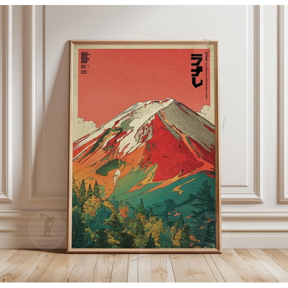 Mountain Peak Poster Snow Capped Landscape Print Style Forest Wall Art