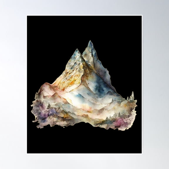 Mountain Peak Poster Wall Art, Modern Wall Decor, 12x18 UNFRAMED