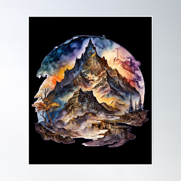 Mountain Peak Poster Wall Art, Modern Wall Decor, 8x12 UNFRAMED