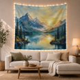 thumbnail image 1 of Mountain Peak Above a Reflective Lake, Serene Watercolor for Nature Lovers, Mountain Wall Art, Housewarming Gift, Tapestry Wall Hanging for Bedroom and Living Room, 1 of 7