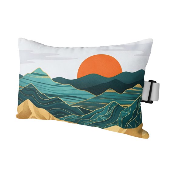 Mountain Peaks Outdoor Pillows for Chaise Lounge Chair Waterproof Lumbar Pillows with Insert&Adjustable Elastic Strap Beach Headrest Pillow Rising Sun Golden Ridges Minimalist Pillow for Pool 12"x20"