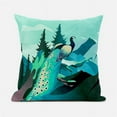 thumbnail image 1 of Mountain Peaock Indoor/Outdoor Pillow with Removable Cover in Mint Blue Green Indigo26x26, 1 of 1