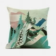 thumbnail image 1 of Mountain Peaock Throw Pillow in Green Brown Pink Blue 18x18, 1 of 5