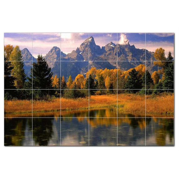 Mountain Photo Ceramic Tile Mural Kitchen Backsplash Bathroom Shower, 405501-XL6