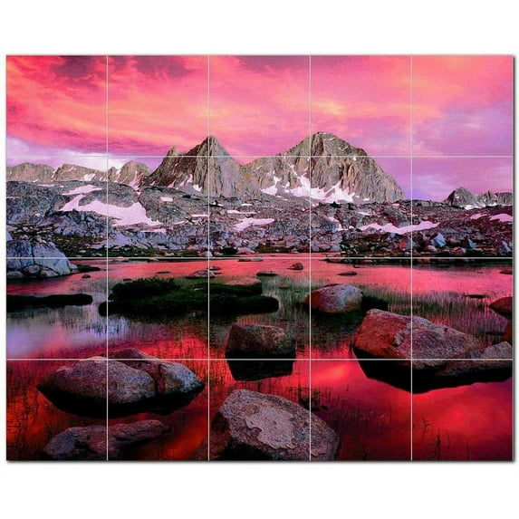 Mountain Picture Ceramic Tile Mural Kitchen Backsplash Bathroom Shower, 405561-L