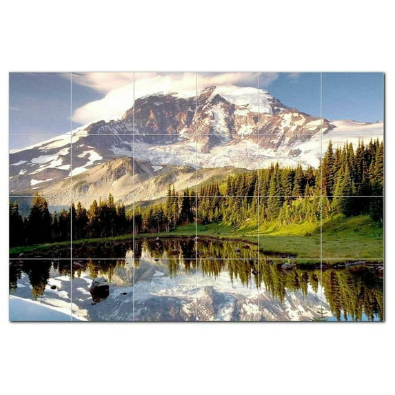 Mountain Picture Ceramic Tile Mural Kitchen Backsplash Bathroom Shower, 405572-S