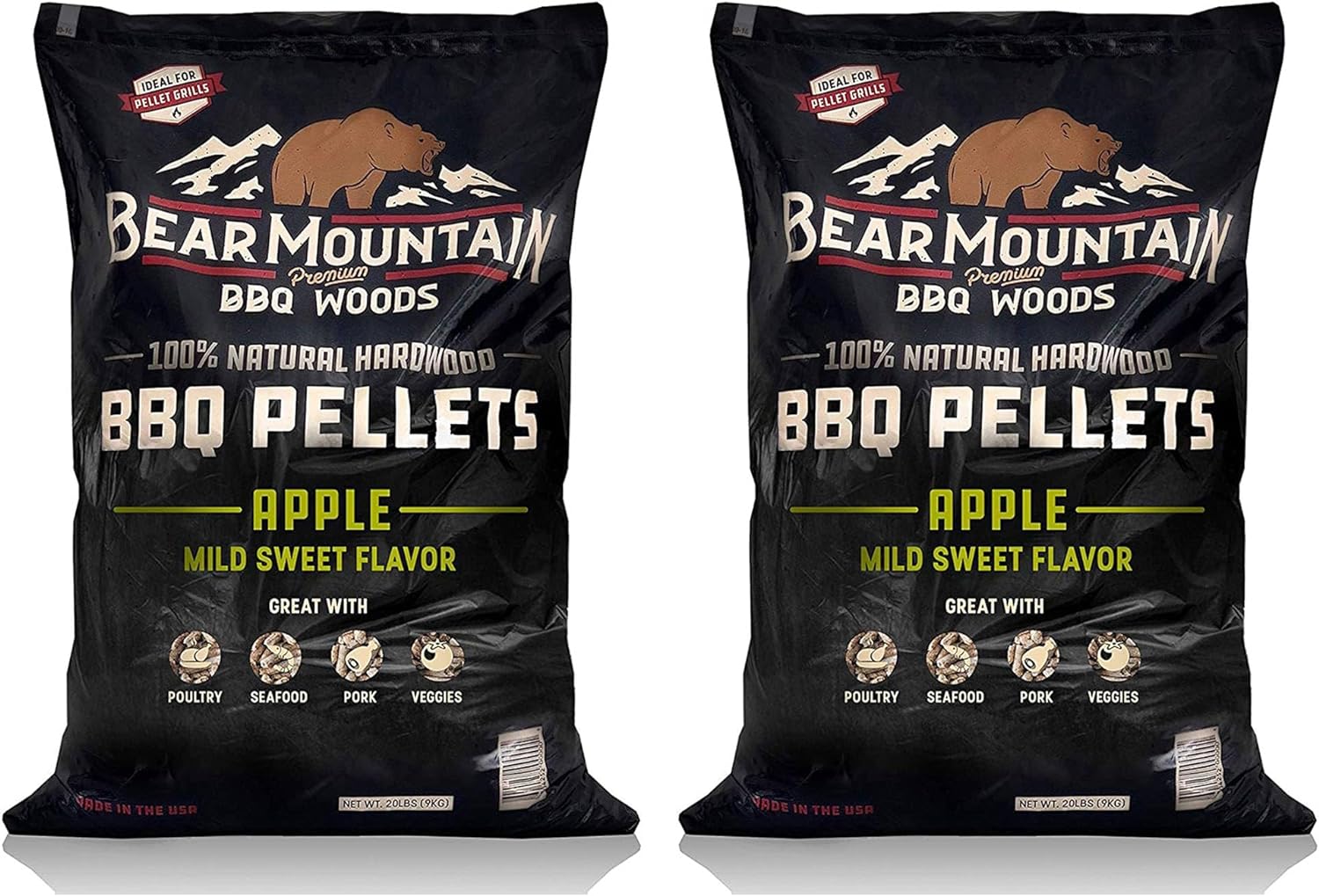Mountain Premium BBQ All Natural Mild and Sweet Apple Smoker Wood Chip Pellets for Outdoor Gas