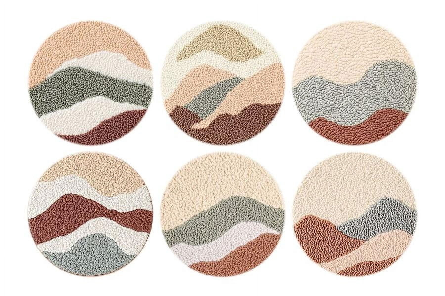 Mountain Punch Needle Coasters Kit,6-pattern punch needle Needle Coasters Kit ,Punch Art for Beginners,Suitable for Home Decoration