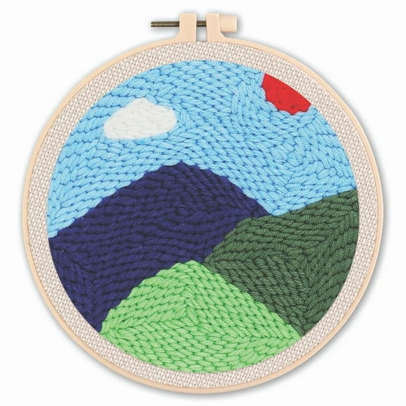 Mountain Punch Needle Kits Adults Beginner, Handcraft DIY Craft Hoop Kit with Instructions Home Decor