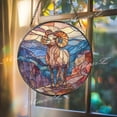 thumbnail image 1 of Mountain Ram Glass Suncatcher, Wildlife Window Art, Rustic Nature Blue Brown Ornament, 3.5 in, 1 of 3
