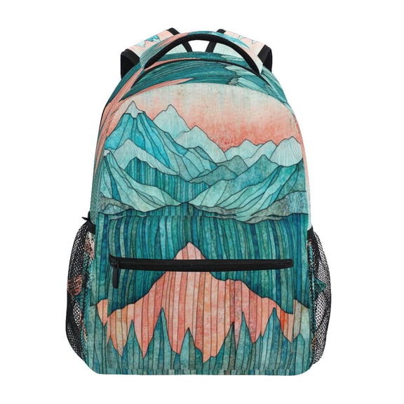 Mountain Range Art Stylish Large Backpack 15L Self-Standing Durable Twill for School, Office and Travel Use
