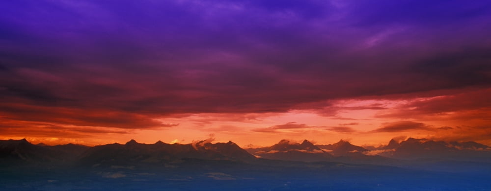 Mountain Range At Sunset Canvas Art - Carson Ganci Design Pics (22 x 8)