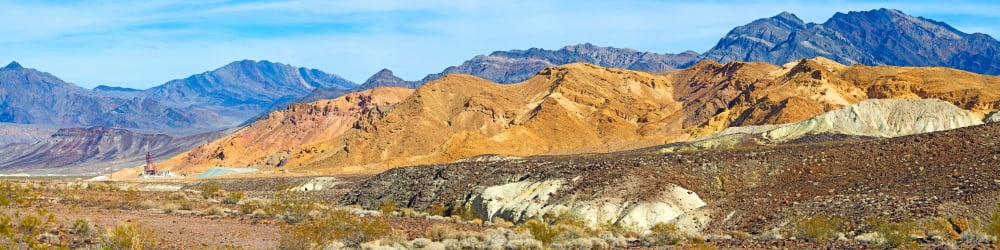 Mountain Range Borax Mine Death Valley Death Valley National Park California USA Canvas Art - Panoramic Images (48 x 12)