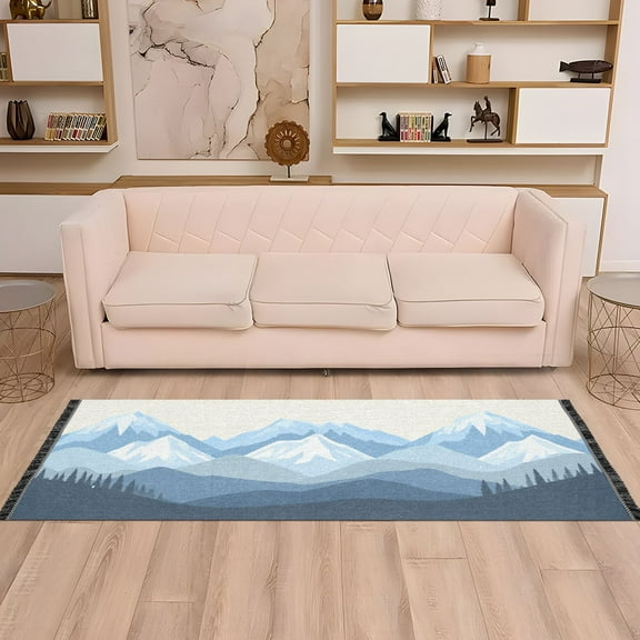 Mountain Range Silhouette 72x23.5" Bedroom Runner Rug, Durable and Non-Slip for Hallways and Living Rooms