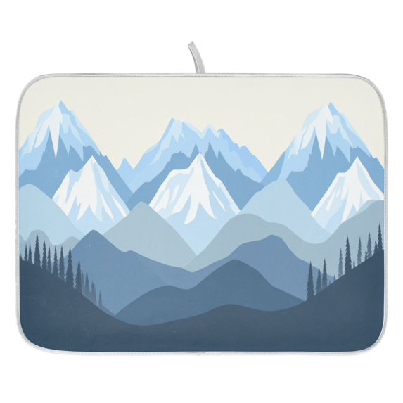 Mountain Range Silhouette Dish Drying Mat for Kitchen, Quick Drying Absorbent Soft Durable 16" x 18"