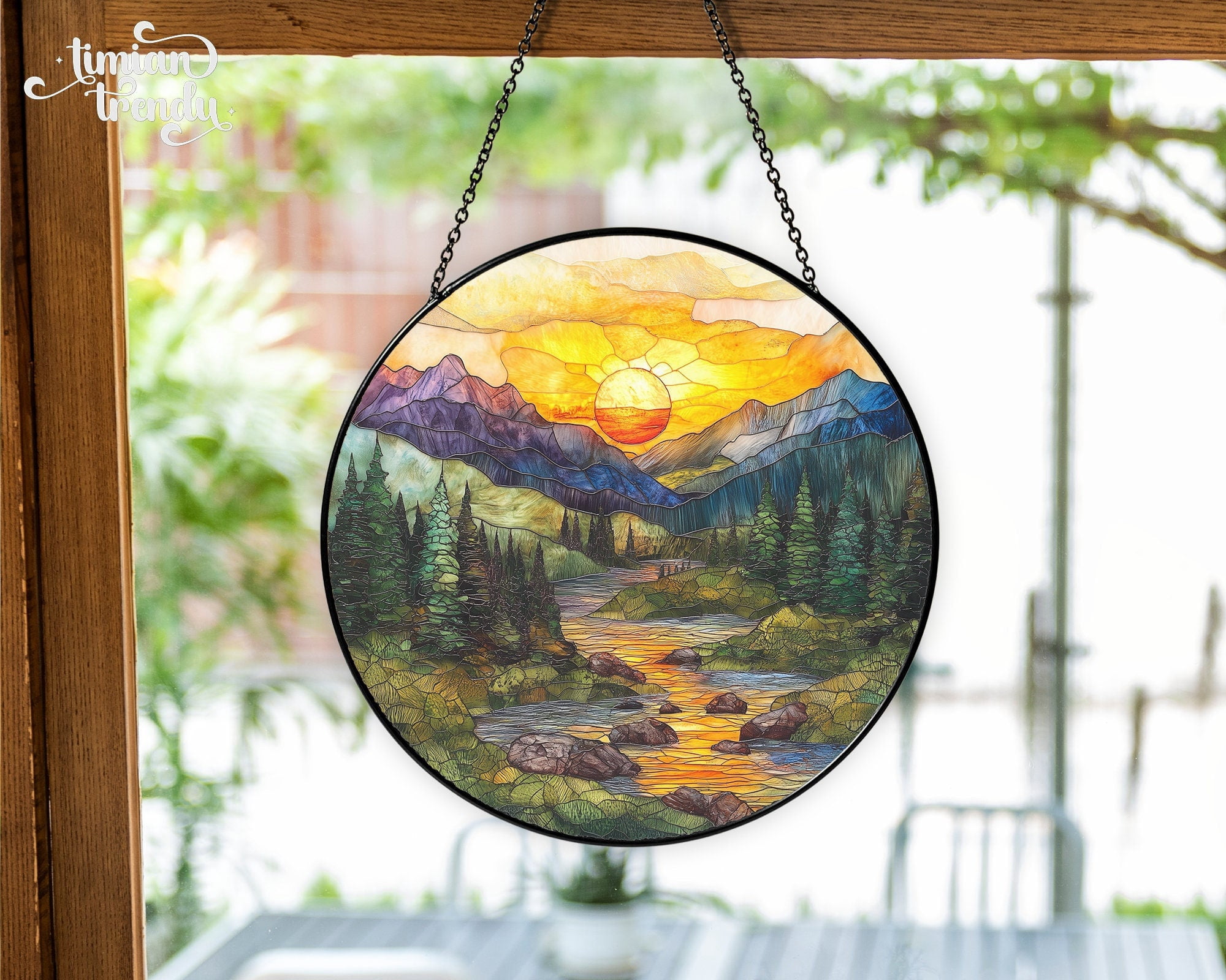 Mountain Range Stained Glass Suncatcher, Nature Suncatcher For Window Hanging, Grandma Window Decor, Mothers Day Suncatcher, Gifts For Mom - Walmart.com