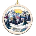 thumbnail image 1 of Mountain Range Stained Glass Suncatcher Ornament – Holiday Ornament with Text for Loved Ones, Family & Friends, Christmas 2025 Decoration, 1 of 6