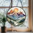 thumbnail image 1 of Mountain Range Stained Glass Suncatcher, Scenic Nature Window Hanging, Housewarming Gift for Outdoor Lovers, 1 of 5
