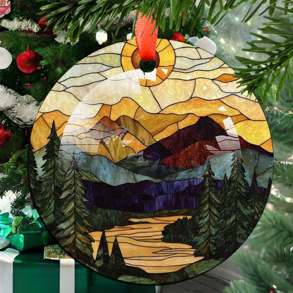 Mountain Range Suncatcher Ornament, Mountain Range Ornament Window Hanging Mountain Range Sun Catchers Indoor Window Decor, 2025, Holiday 2025, Seasonal Holiday Decor, Holiday