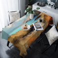 thumbnail image 1 of Mountain Rectangle/Square/Round Waterproof Tablecloths 60x120 inch Modern Landscape Oil Painting Abstract Art Polyester Table Cloth Table Cover Tabletop Decorations for Wedding Party Dinner, 1 of 6