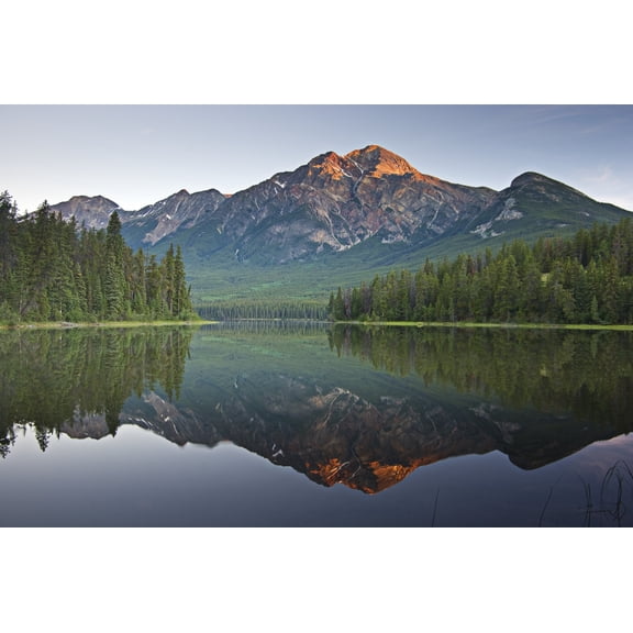 Mountain Reflection Pyramid Mountain Jasper Alberta Canada Canvas Art - Robert Brown Design Pics (36 x 24)