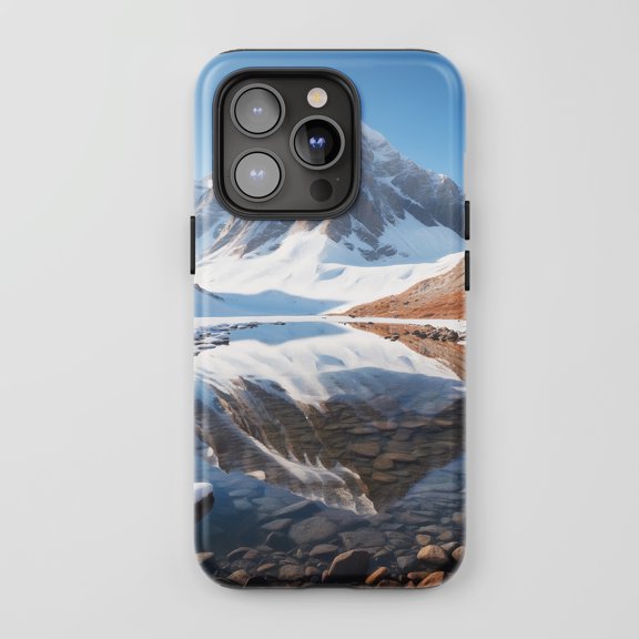 Mountain Reflection for All iPhone Series Tough Phone Case Nature Blue
