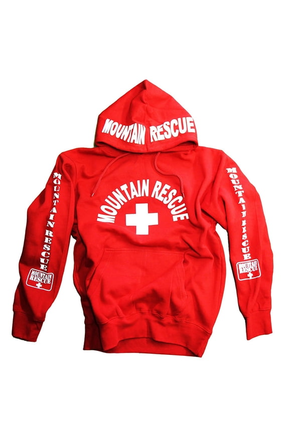 Mountain Rescue Hoodie Sweatshirt Red Large