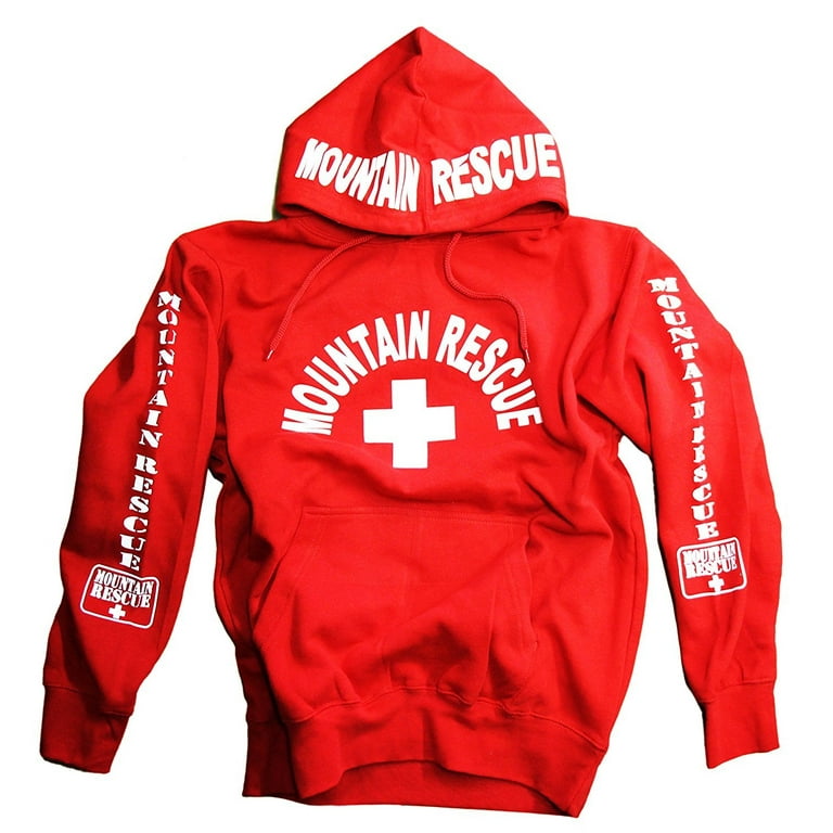 Mountain Rescue Hoodie Sweatshirt Red Xl