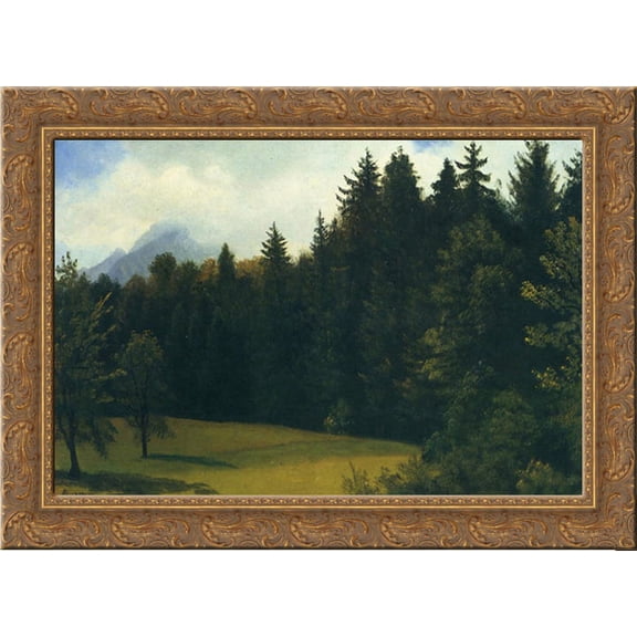 Mountain Resort 24x19 Gold Ornate Wood Framed Canvas Art by Bierstadt, Albert