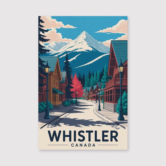 Mountain Resort Travel Print Canvas Wall Art, Mountain Resort Wall Hanging Home decor Mountain Resort Canvas Art, Canada Art Canvas Mountain Resort Canvas-1WN820