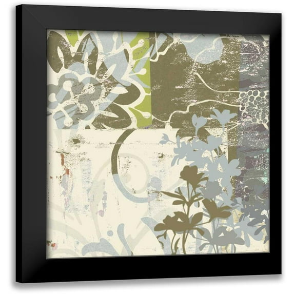 Mountain, Ricki 15x15 Black Modern Framed Museum Art Print Titled - Floral Swhirls IV