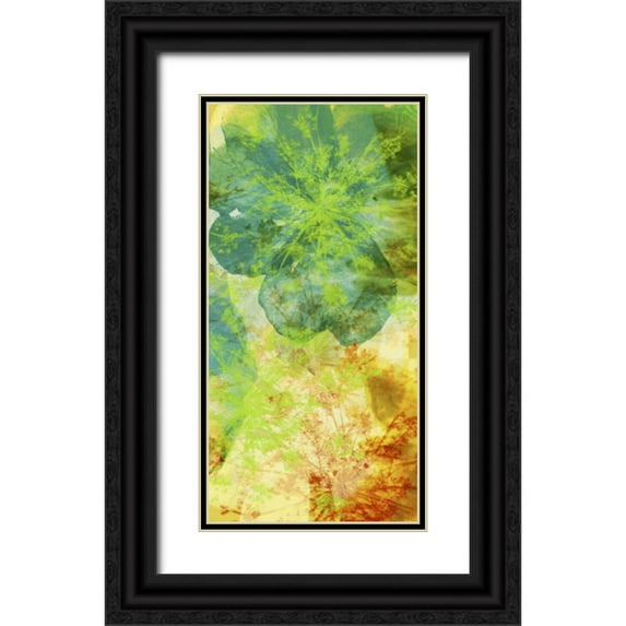 Mountain, Ricki 9x14 Black Ornate Wood Framed with Double Matting Museum Art Print Titled - Teal and Silhouettes II