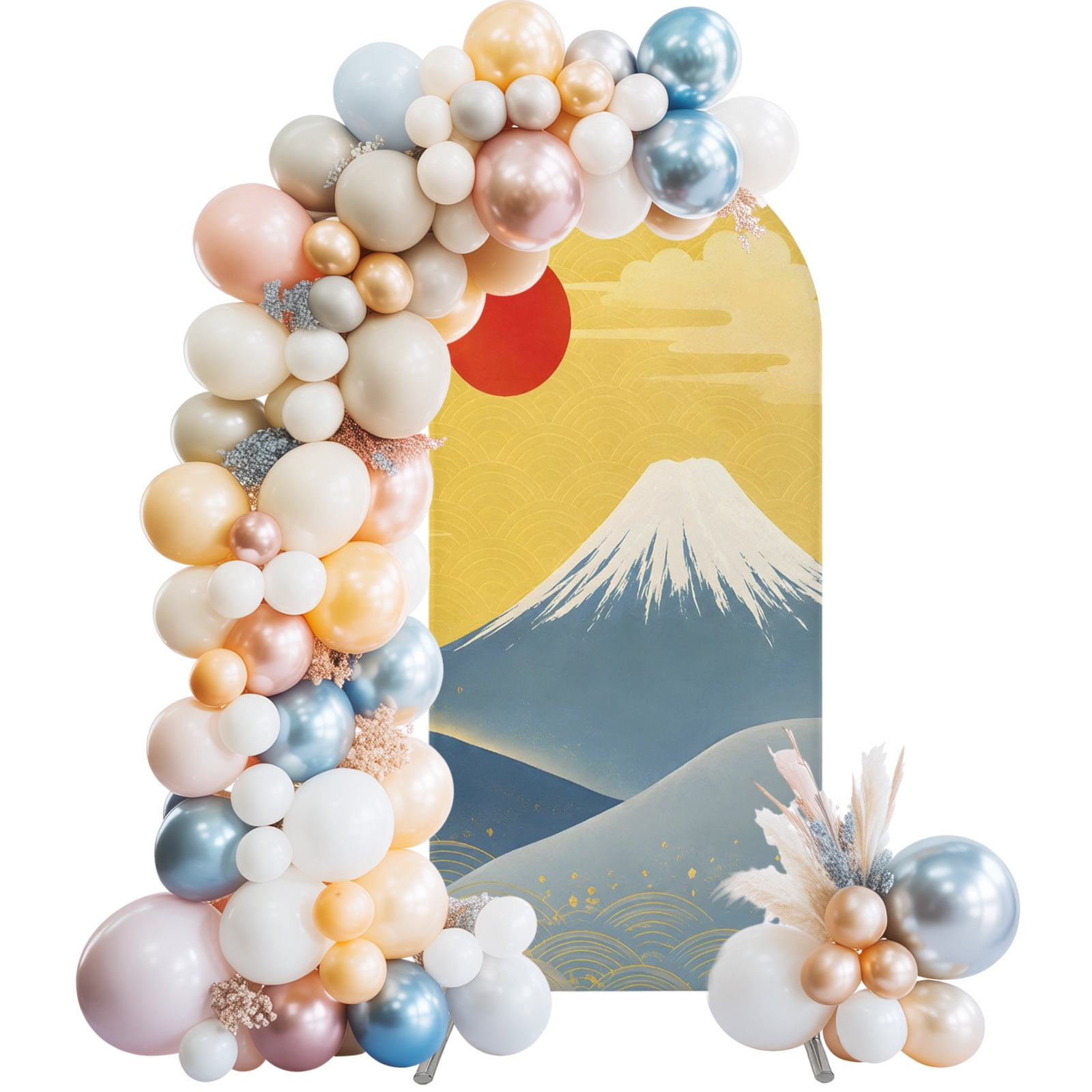 Mountain Ridge Arch Backdrop Covers 6 FT, Red Sun Mount Fuji Rolling ...