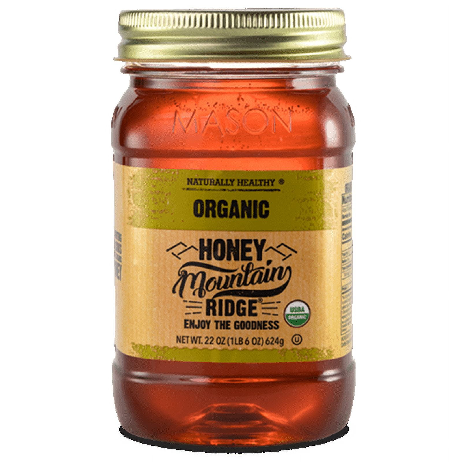 Mountain Ridge Organic Raw Honey, 22 oz Plastic Bottle, Unfiltered Natural Sweetener