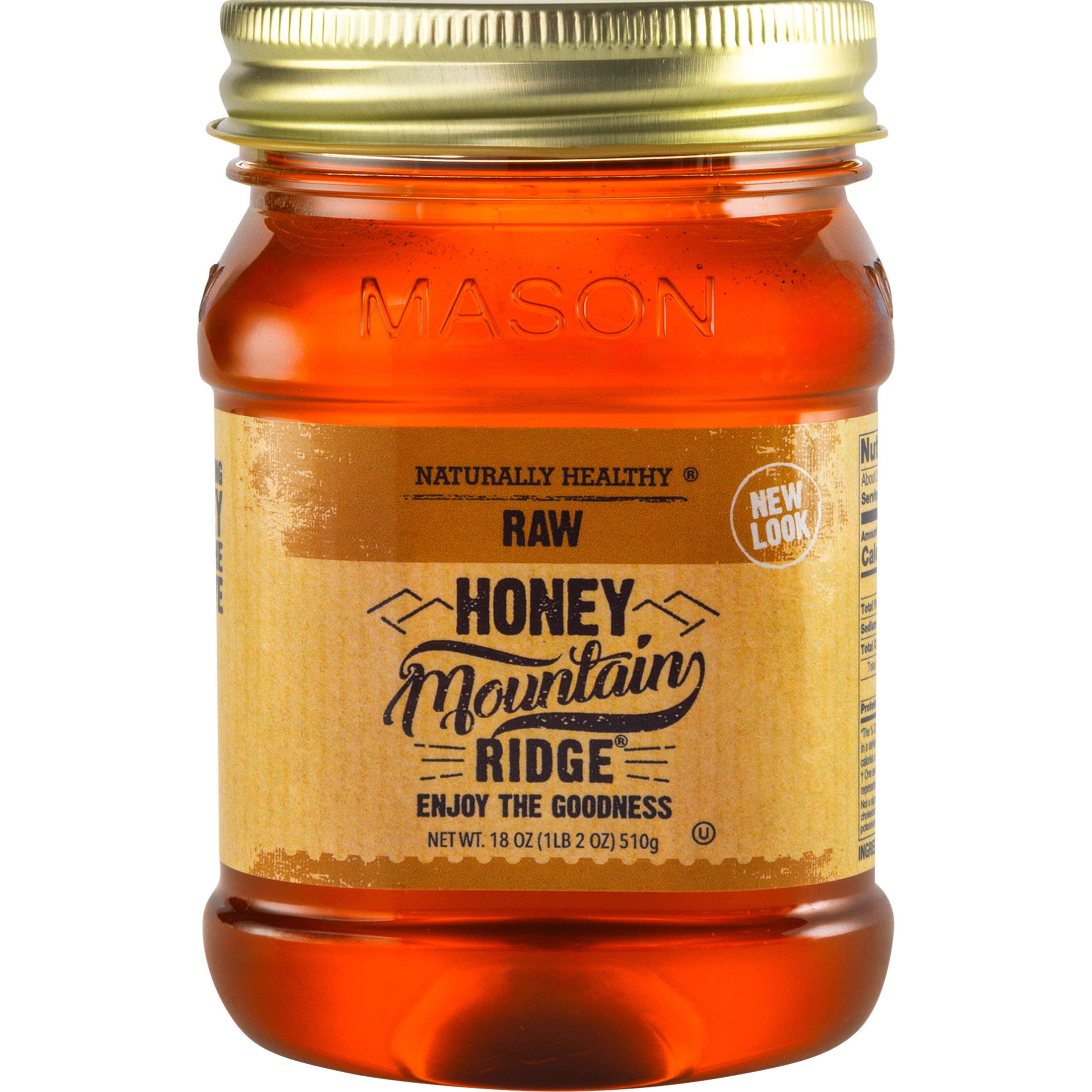 Naturally Healthy Mountain Ridge Raw Honey, 18oz, 100% Pure