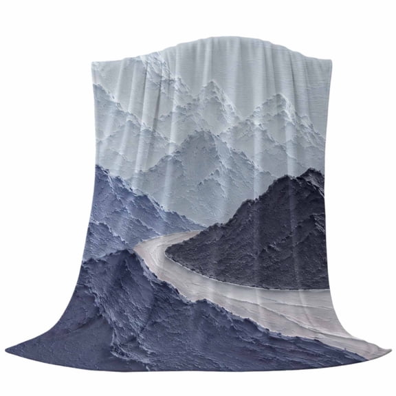 Mountain Ridge Throw Flannel Blanket Rustic Nature Blue Heavy Palette Knife Relief Super Soft Cozy Bed Blanket, Lightweight Plush Fuzzy Bed Throw for Bedroom Sofa Couch Living Room 30x40in