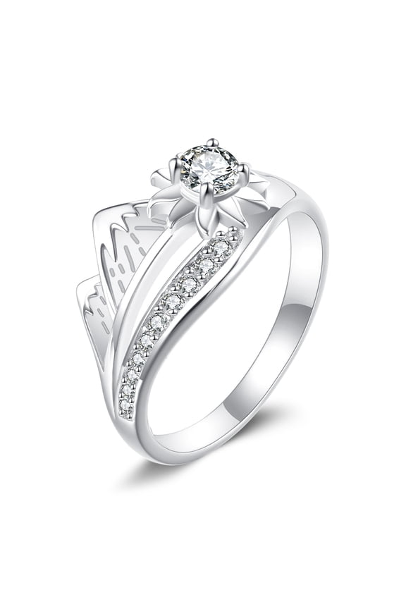 Mountain Ring S925 Sterling Silver Mountain and Sun Rings Celestial Jewelry Gifts for Men Women